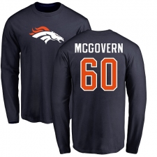 NFL Nike Denver Broncos #60 Connor McGovern Navy Blue Name & Number Logo Long Sleeve T-Shirt