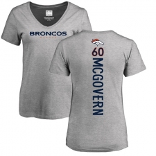 NFL Women's Nike Denver Broncos #60 Connor McGovern Ash Backer V-Neck T-Shirt
