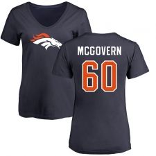 NFL Women's Nike Denver Broncos #60 Connor McGovern Navy Blue Name & Number Logo T-Shirt