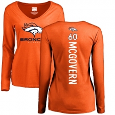 NFL Women's Nike Denver Broncos #60 Connor McGovern Orange Backer Long Sleeve T-Shirt