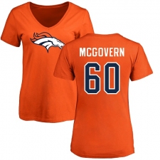 NFL Women's Nike Denver Broncos #60 Connor McGovern Orange Name & Number Logo T-Shirt