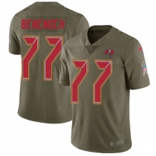 Youth Nike Tampa Bay Buccaneers #77 Caleb Benenoch Limited Olive 2017 Salute to Service NFL Jersey