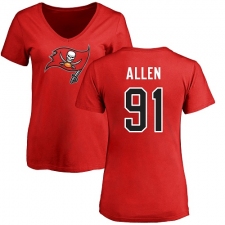 NFL Women's Nike Tampa Bay Buccaneers #91 Beau Allen Red Name & Number Logo T-Shirt