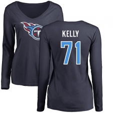NFL Women's Nike Tennessee Titans #71 Dennis Kelly Navy Blue Name & Number Logo Long Sleeve T-Shirt