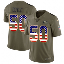 Men's Nike San Francisco 49ers #50 Brock Coyle Limited Olive USA Flag 2017 Salute to Service NFL Jersey