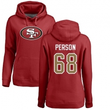 NFL Women's Nike San Francisco 49ers #68 Mike Person Red Name & Number Logo Pullover Hoodie