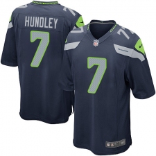 Men's Nike Seattle Seahawks #7 Brett Hundley Game Navy Blue Team Color NFL Jersey
