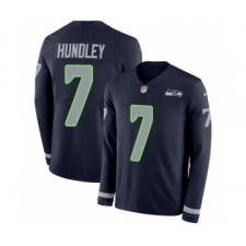Men's Nike Seattle Seahawks #7 Brett Hundley Limited Navy Blue Therma Long Sleeve NFL Jersey