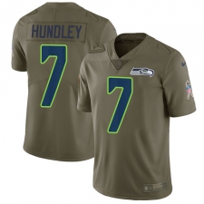 Men's Nike Seattle Seahawks #7 Brett Hundley Limited Olive 2017 Salute to Service NFL Jersey