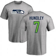 NFL Nike Seattle Seahawks #7 Brett Hundley Ash Name & Number Logo T-Shirt