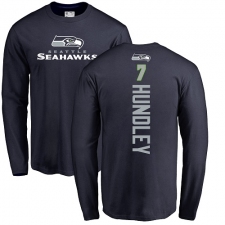 NFL Nike Seattle Seahawks #7 Brett Hundley Navy Blue Backer Long Sleeve T-Shirt