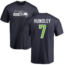 NFL Nike Seattle Seahawks #7 Brett Hundley Navy Blue Name & Number Logo T-Shirt