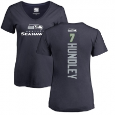 NFL Women's Nike Seattle Seahawks #7 Brett Hundley Navy Blue Backer T-Shirt