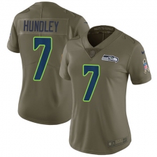 Women Nike Seattle Seahawks #7 Brett Hundley Limited Olive 2017 Salute to Service NFL Jersey