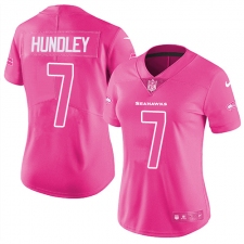 Women Nike Seattle Seahawks #7 Brett Hundley Limited Pink Rush Fashion NFL Jersey