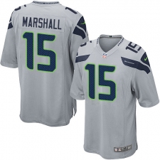 Men's Nike Seattle Seahawks #15 Brandon Marshall Game Grey Alternate NFL Jersey