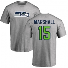 NFL Nike Seattle Seahawks #15 Brandon Marshall Ash Name & Number Logo T-Shirt
