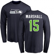 NFL Nike Seattle Seahawks #15 Brandon Marshall Navy Blue Name & Number Logo Long Sleeve T-Shirt