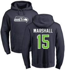 NFL Nike Seattle Seahawks #15 Brandon Marshall Navy Blue Name & Number Logo Pullover Hoodie
