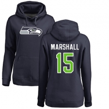 NFL Women's Nike Seattle Seahawks #15 Brandon Marshall Navy Blue Name & Number Logo Pullover Hoodie