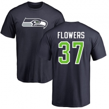 NFL Nike Seattle Seahawks #37 Tre Flowers Navy Blue Name & Number Logo T-Shirt