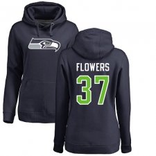 NFL Women's Nike Seattle Seahawks #37 Tre Flowers Navy Blue Name & Number Logo Pullover Hoodie