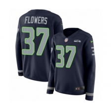 Women's Nike Seattle Seahawks #37 Tre Flowers Limited Navy Blue Therma Long Sleeve NFL Jersey