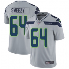 Men's Nike Seattle Seahawks #64 J.R. Sweezy Grey Alternate Vapor Untouchable Limited Player NFL Jersey