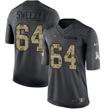 Men's Nike Seattle Seahawks #64 J.R. Sweezy Limited Black 2016 Salute to Service NFL Jersey