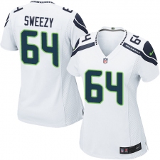 Women Nike Seattle Seahawks #64 J.R. Sweezy Game White NFL Jersey