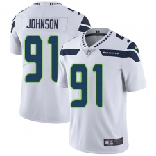 Men's Nike Seattle Seahawks #91 Tom Johnson White Vapor Untouchable Limited Player NFL Jersey