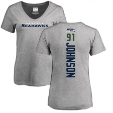 NFL Women's Nike Seattle Seahawks #91 Tom Johnson Ash Backer T-Shirt