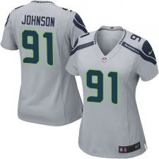Women Nike Seattle Seahawks #91 Tom Johnson Game Grey Alternate NFL Jersey