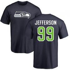 NFL Nike Seattle Seahawks #99 Quinton Jefferson Navy Blue Name & Number Logo T-Shirt