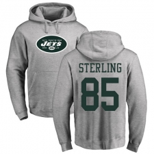 NFL Nike New York Jets #85 Neal Sterling Ash Name & Number Logo Pullover Hoodie