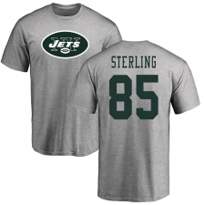 NFL Nike New York Jets #85 Neal Sterling Ash Name & Number Logo T-Shirt
