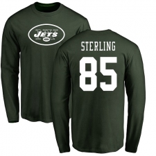 NFL Nike New York Jets #85 Neal Sterling Green Name & Number Logo Long Sleeve T-Shirt