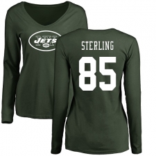 NFL Women's Nike New York Jets #85 Neal Sterling Green Name & Number Logo Long Sleeve T-Shirt