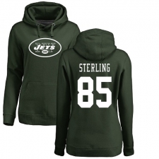 NFL Women's Nike New York Jets #85 Neal Sterling Green Name & Number Logo Pullover Hoodie