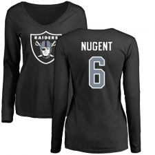 NFL Women's Nike Oakland Raiders #6 Mike Nugent Black Name & Number Logo Long Sleeve T-Shirt