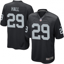Men's Nike Oakland Raiders #29 Leon Hall Game Black Team Color NFL Jersey