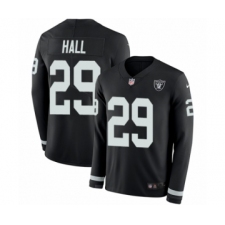 Men's Nike Oakland Raiders #29 Leon Hall Limited Black Therma Long Sleeve NFL Jersey