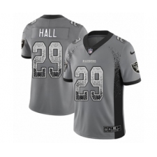 Men's Nike Oakland Raiders #29 Leon Hall Limited Gray Rush Drift Fashion NFL Jersey