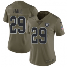 Women Nike Oakland Raiders #29 Leon Hall Limited Olive 2017 Salute to Service NFL Jersey