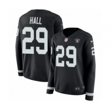 Women's Nike Oakland Raiders #29 Leon Hall Limited Black Therma Long Sleeve NFL Jersey
