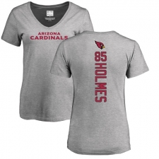 NFL Women's Nike Arizona Cardinals #85 Gabe Holmes Ash Backer V-Neck T-Shirt