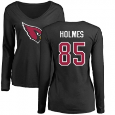 NFL Women's Nike Arizona Cardinals #85 Gabe Holmes Black Name & Number Logo Long Sleeve T-Shirt