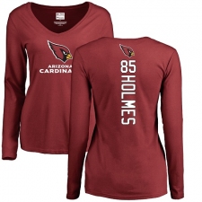 NFL Women's Nike Arizona Cardinals #85 Gabe Holmes Maroon Backer Long Sleeve T-Shirt