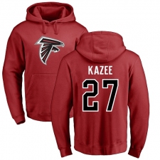 NFL Nike Atlanta Falcons #27 Damontae Kazee Red Name & Number Logo Pullover Hoodie