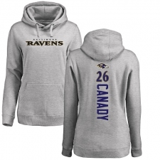 NFL Women's Nike Baltimore Ravens #26 Maurice Canady Ash Backer Pullover Hoodie